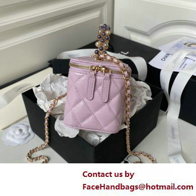 Chanel Shiny Crumpled Lambskin, Imitation Pearls  &  Gold-Tone Metal Clutch with Chain Bag AP3804 Lilac 2025